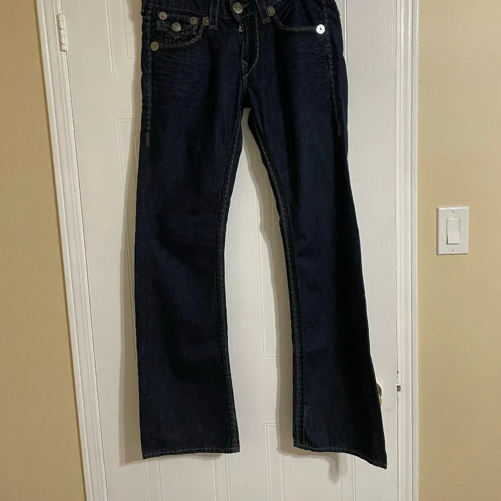 True Religion Late 2000s Dark Double Stitches Super Billy T Jeans - Picture 2 of 11